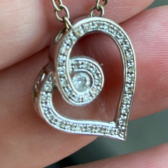 Heart charm necklace - silver and jewels - Picture 2 of 4